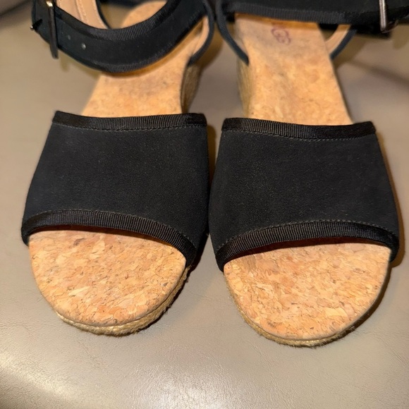 Ugg Wedge Shoe Womens 6.5 Australia Maybell Black 1019887 Espadrille Strap - Picture 5 of 12